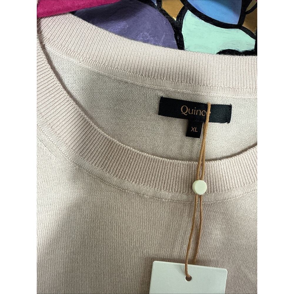 Quince Lightweight Cotton Cashmere Crew Sweater, Sugar Stone, XL - Picture 3 of 6